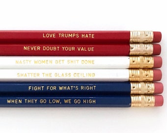 Hillary Clinton Election Personalized Pencil set - Inspirational pencil set - Feminist pencil set - Nasty women pencil set