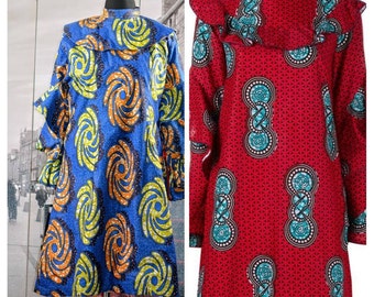 High Neck Midi Dress with Ankara Print