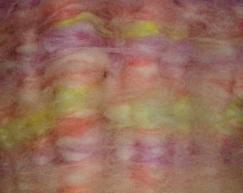 Wool roving batt hand dyed and blended