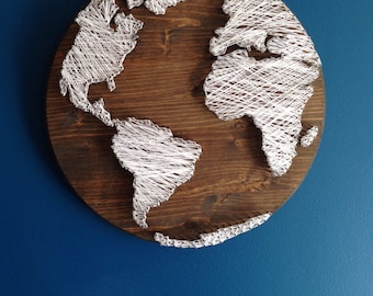 world map string art