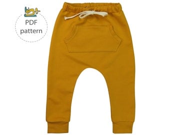JUNGLE Baby Boy Girl Harem Pants sewing pattern Pdf Knit
