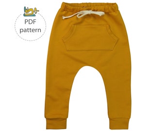 Harem pants pattern, baby harem pants sewing pattern, pdf, baby sewing pattern, toddler sewing patterns, boy sewing patterns, baby pants pdf
