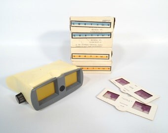 Vintage 3D Slide Viewer / Portable Vintage Stereoscope / Soviet Sterescope 3 / Vintage Slide Projector With Four Different Boxes of Slides