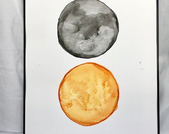 Items similar to Sun and Moon : Watercolor Painting Print on Etsy