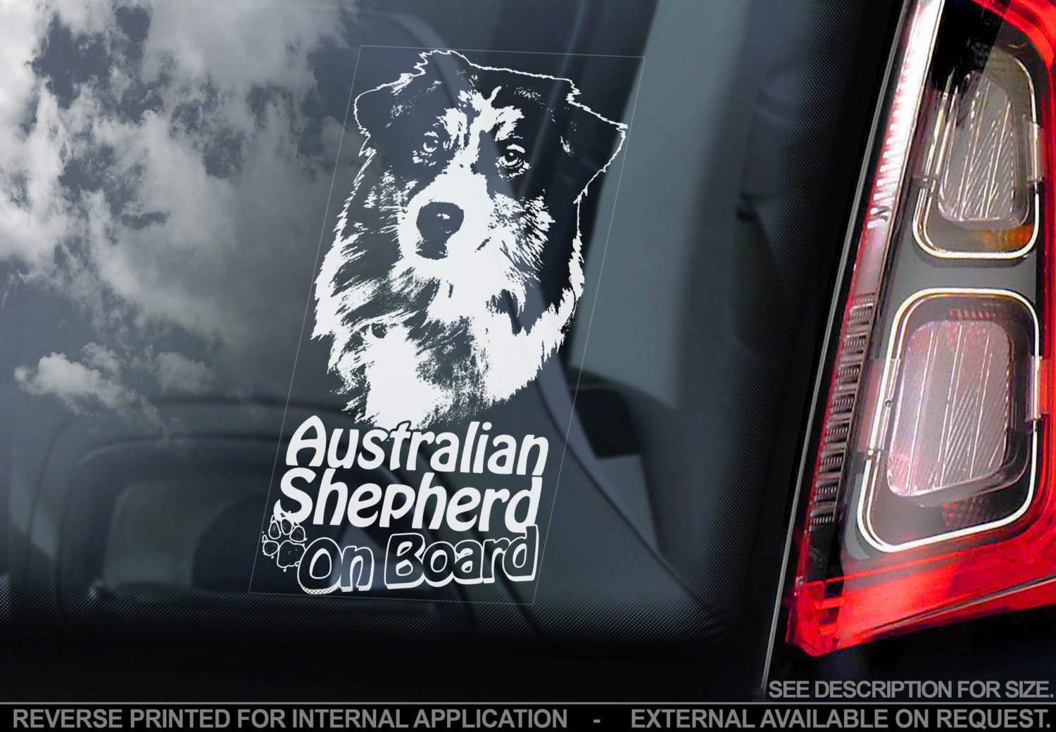 Australian Shepherd on Board Car Window Sticker Aussie Dog Sign