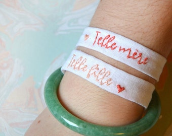 Bracelets hand - like mother like daughter - set of 2 embroidered