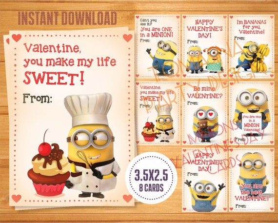 Minions Valentines Minions Valentine's Day by TomasinaPartyDesign