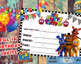 Five Nights at Freddy's FNAF Birthday Invitation #5