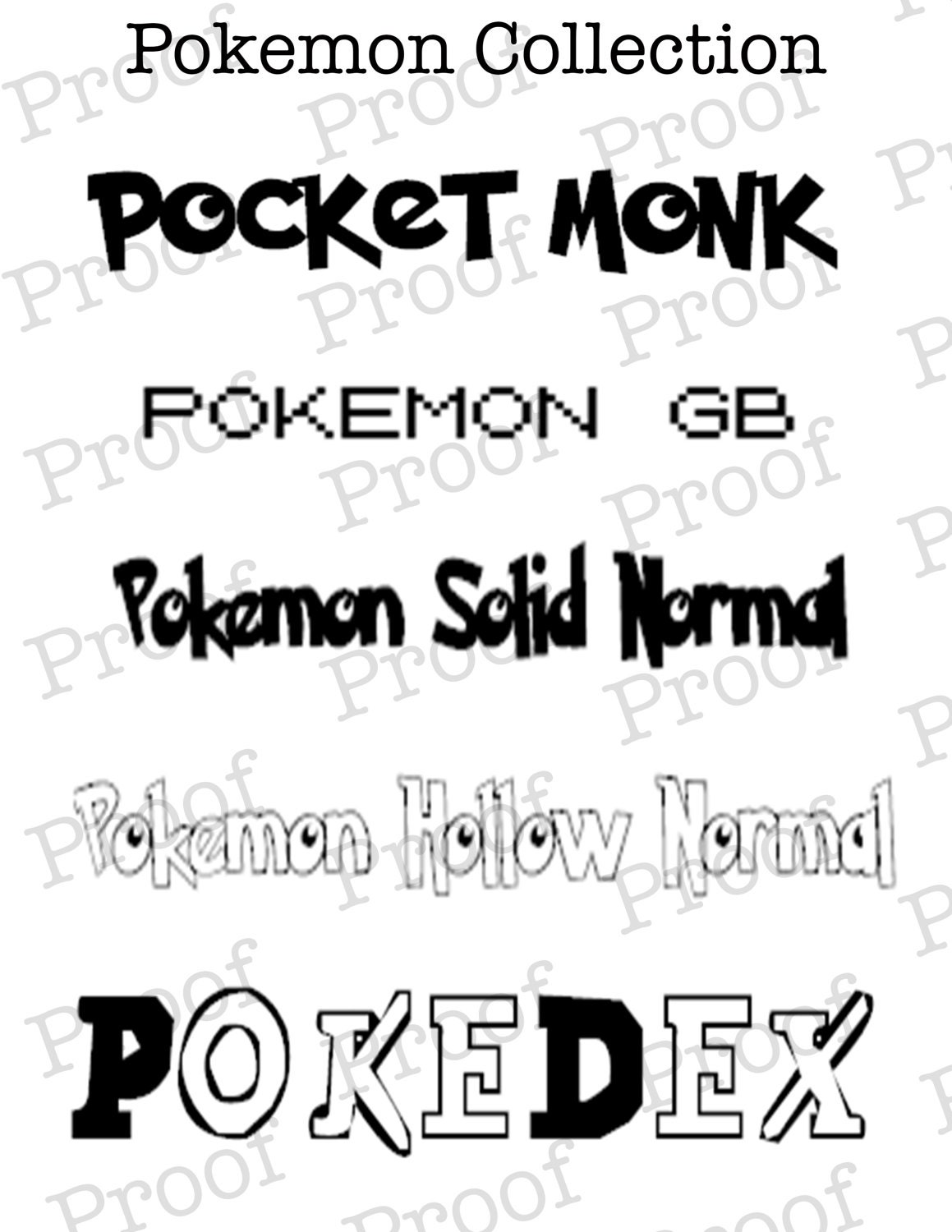 Pokemon Font Collection Great for Scrapbooking