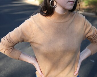 Long Sleeve Camel Mock-Neck Sweater- Beautiful Condition- Sz Medium