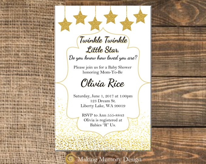 Twinkle Twinkle Little Star Baby Shower Invitation