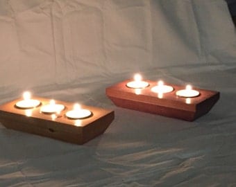 Tea Light Candle Holder, Solid Wood, Hand Made