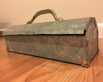 Vintage Industrial/Galvanized Metal Tool Box
