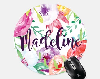Personalized Mousepad- Monogram Mousepad- Custom Mouse Pad- Floral Mouspad- Computer Accessories