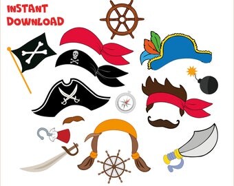 Pirates Party, Halloween Pirates Photo booth, Pirates birthday props, Pirates Halloween Printables Decoration, Pirates mask INSTANT DOWNLOAD