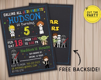 Star Wars invitation, Star Wars birthday invitation, Star Wars kids invitation, Star Wars chalkboard invitation, Star Wars party invitation