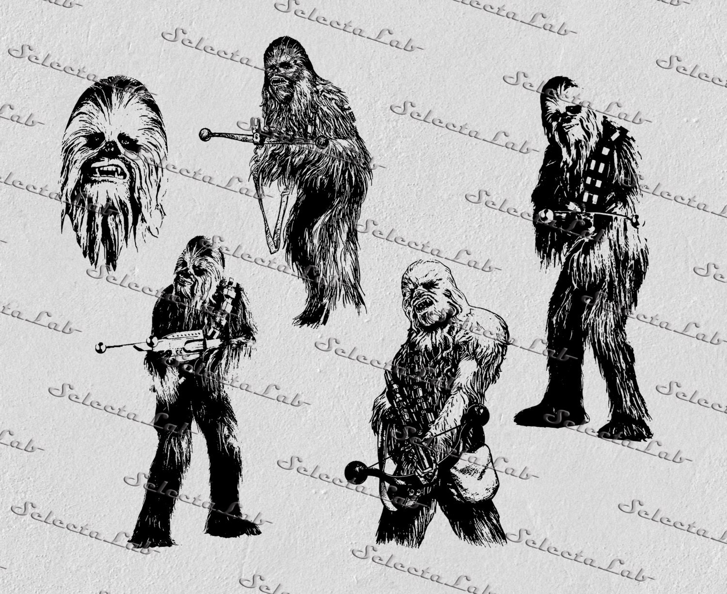 Digital SVG PNG chewbacca star wars inspired clipart