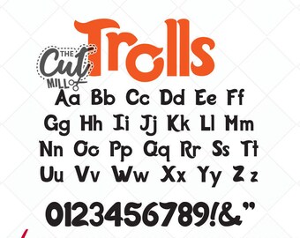 trolls inspired svg font, trolls font, trolls svg cut files, svg initials, svg letters, dxf, Silhouette, cricut - Scrapbooking, fonts