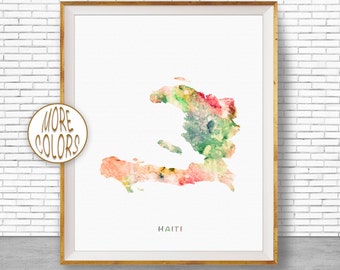 Haiti Map Art Print Haiti Art Print Haiti Decor Haiti Print Map Artwork Map Print Map Poster Watercolor Map ArtPrintZone
