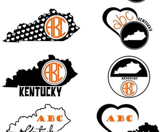 Kentucky SVG State Monogram - Kentucky Cut File, Monogram state vector, Home, Eps, Svg, Cdr, Dxf, Dwg, Jpg, Png clipart files