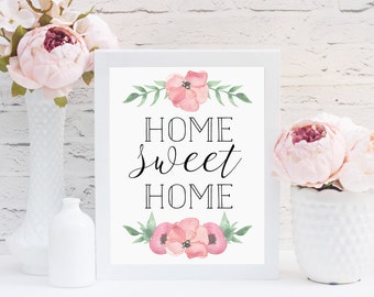 Home Sweet Home Word Art Vintage Wall Decor Art Typography