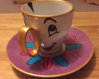 Beauty & The Beast Chip Cup And Saucer-Personalised Gift