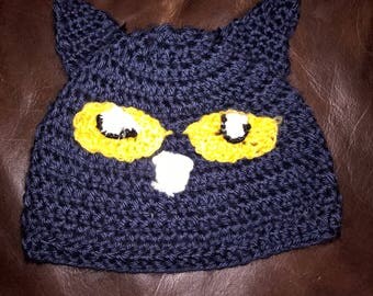 Pete the cat inspired newborn/ infant beanie.