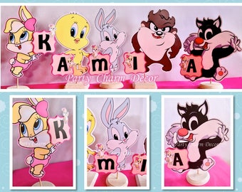 Baby Looney Tunes Centerpiece 12",Baby Shower Centerpieces,Centerpiece Set,First Birthday,Name Centerpiece,1st Birthday,Cake Topper,Baby Boy