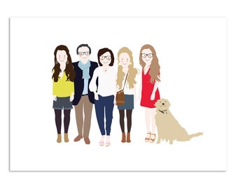 Custom Illustrated Family Portrait Customizable Print or