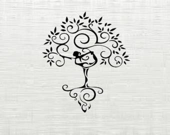 Yoga tree, Yoga SVG, DXF cutfiles, svg files for silhouette cameo, cricut explore, dxf file, yoga,