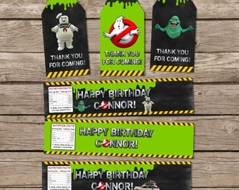 Ghostbusters Birthday, Ghostbusters Tags, Ghostbusters Party Theme, Water Bottle Labels