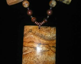 African queen picture jasper necklace - hand made