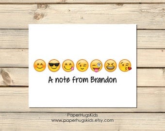 Emoji stationery, emoji Note Cards, Kids Thank You Cards, Personalized Stationery, Kids Note Cards, Sunglasses Emoji / Set of 10