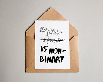 Non-binary Gender Equality Postcard | feminist postcard, feminist print, feminist gift, lgbtqa, equal rights, non-binary print, empowering