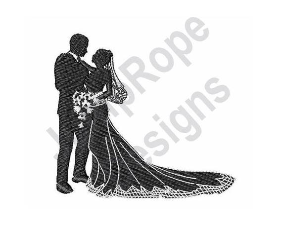 Bride & Groom Silhouette Machine Embroidery Design