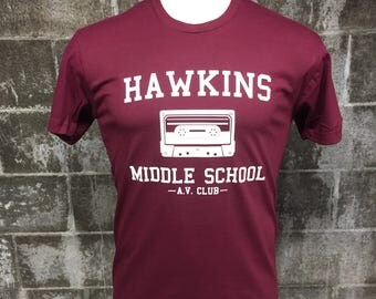 Hawkins Middle School AV Club Tee Shirt - Stranger Things T-Shirt - Stranger Things Tee Shirt - Eleven - Hopper - UNISEX - Premium Quality