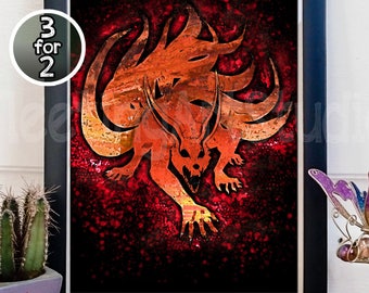 NARUTO KYUUBI KURAMA Art Print Poster - Ninetails Wall Decor