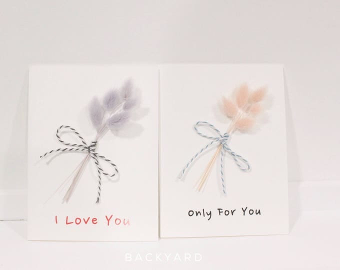 Greeting Card/ Handmade Preserved Flower Card with 'Rabbit Tail Grass' /Blank Card/ Birthday Card/ Happy Anniversary/ I Love You/ Miss You