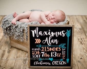 Birth Stats | Newborn Announcment | Custom Wood Sign | Nursery Decor