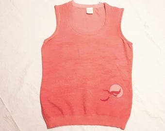 ARCHAEORNITHOMIMUS 1980's "Catalina" ombre pink tank top Sz Med