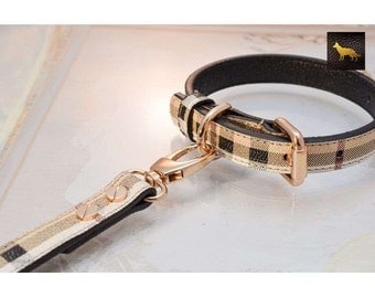 Plaid Berry Designer Leather Collar