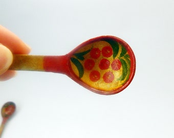 Mini Wooden Spoons Russian Spoon Khokhloma Wooden Spoon Hand Crafted Spoon Folk Art Spoon Khokhloma Spoon Colorful Spoon Vintage Khokhloma