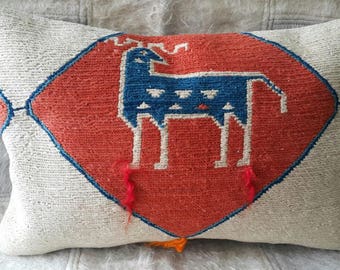 Kilim Pillow 16x 24 inches Anatolian Hand Made Sumahk Lumbar Kilim Pillow 40cmx60cm Decorative Hand Made Kilim Anatolian Pillow Cover