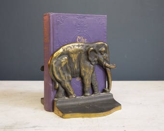 Vintage Brass Elephant Bookends