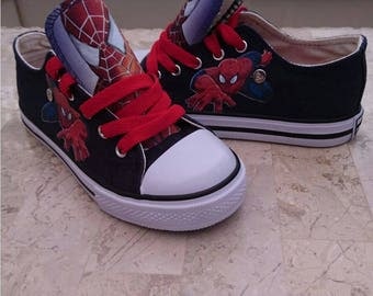 Boys Girls Custom Design High Low Tops Personalised shoes Sneakers Chucks Kids Trainers Spiderman Movie