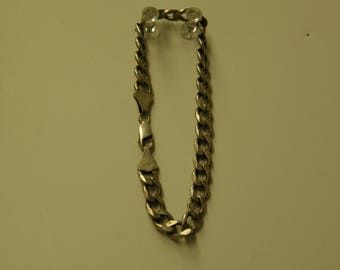 Sterling Silver Figaro Chain Bracelet - 9 Inch - Heavy
