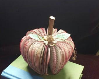 Repurposed book art apple