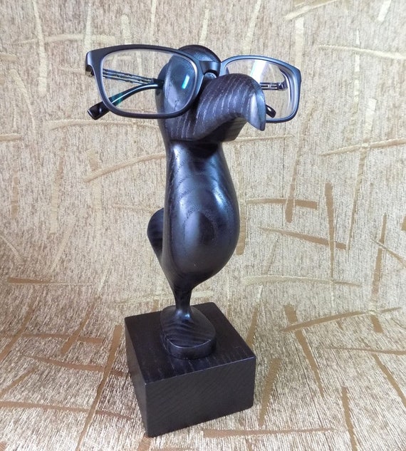 AWESOME Funny glasses sunglasses holder rack desktop Ash wood