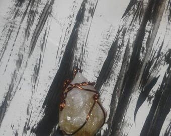 Citrine ~wire wrapped pendant necklace