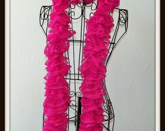 Pretty In Pink Ruffled Scarf, Ruffled Scarf, Thick Scarf, Bulky Scarf, Sashay Scarf, Boho Scarf, Pink Scrarf, Pink Womens Scarf
